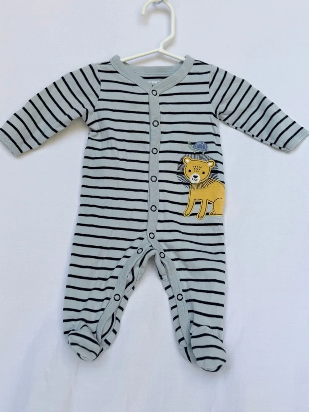 Carter's Light Gray & Black Striped Footed One-Piece size 3 mth